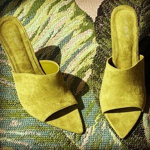 Olive Green ...Faux Suede Slip-on sandals- Size 7